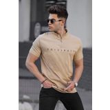 Madmext 5858 Bej Fermuar Yaka Erkek T-shirt