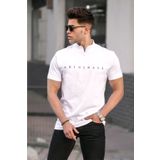 Madmext 5858 Beyaz Fermuar Yaka Erkek T-shirt