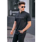Madmext 5858 Siyah Fermuar Yaka Erkek T-shirt