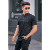 Madmext 5858 Siyah Fermuar Yaka Erkek Tişört