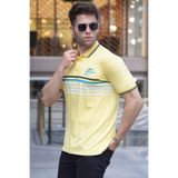 Madmext 5869 Erkek Sarı Çizgili Polo Yaka Tişört
