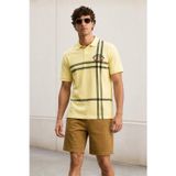 Madmext 5872 Sarı Desenli Polo Yaka Erkek T-shirt