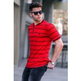 Madmext 5874 Kırmızı Çizgili Polo Yaka Erkek T-shirt