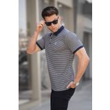 Madmext 5881 Erkek Kahverengi Çizgili Polo Yaka Tişört