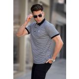 Madmext 5881 Erkek Siyah Çizgili Polo Yaka Tişört
