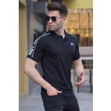 Madmext 5892 Kol Detaylı Nakışlı Polo Yaka Tişört
