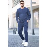 Madmext 5907 Lacivert Kapitone Desenli Erkek Eşofman Takımı
