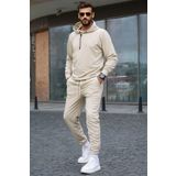 Madmext 5908 Bej Kapüşonlu Basic Eşofman Takımı