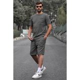 Madmext 5914 Füme Basic Cep Detaylı Erkek Şort Takımı