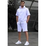Madmext 5919 Beyaz Kapüşonlu Şort Takım