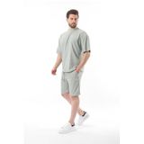 Madmext 5949 Mint Yeşili Bisiklet Yaka Erkek Şort Takımı