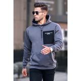 Madmext 6004 Erkek Füme Baskılı Kapşonlu Sweatshirt