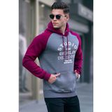 Madmext 6011 Füme Nakışlı Kapüşonlu Erkek Sweatshirt