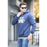 Madmext 6012 Lacivert Nakışlı Kapüşonlu Erkek Sweatshirt