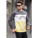 Madmext 6013 Füme Erkek Bisiklet Yaka Baskılı Sweatshirt