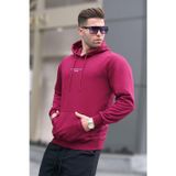 Madmext 6017 Kapüşonlu Baskılı Bordo Erkek Sweatshirt
