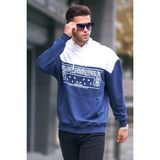 Madmext 6022 Lacivert Erkek Kapüşonlu Desenli Sweatshirt