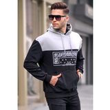 Madmext 6022 Siyah Erkek Kapüşonlu Desenli Sweatshirt