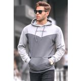 Madmext 6024 Füme Erkek Kapüşonlu Renk Bloklu Erkek Sweatshirt