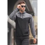 Madmext 6024 Siyah Kapüşonlu Renk Bloklu Erkek Sweatshirt