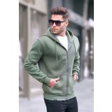 Madmext 6033 Haki Yeşili Kapüşonlu Regular Fit Erkek Sweatshirt
