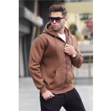 Madmext 6033 Kahverengi Kapüşonlu Regular Fit Erkek Sweatshirt