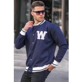 Madmext 6035 Lacivert Kapitone Desenli Erkek Bomber Ceket