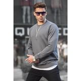 Madmext 6047 Füme Basic Bisiklet Yaka Erkek Sweatshirt