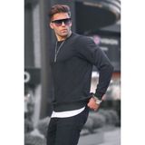 Madmext 6047 Siyah Basic Bisiklet Yaka Erkek Sweatshirt