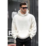 Madmext 6050 Ekru Peluş Kapüşonlu Erkek Sweatshirt