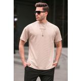 Madmext 6060 Bej Likralı Basic Erkek T-shirt