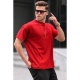 Madmext 6061 Bordo Harf Desenli Bisiklet Yaka Erkek T-shirt