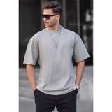 Madmext 6066 Boyalı Gri Oversize Fit Basic Erkek T-shirt