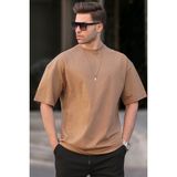 Madmext 6066 Kapuçino Oversize Fit Basic Erkek T-shirt