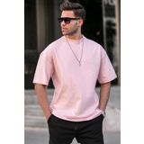 Madmext 6066 Toz Pembe Oversize Fit Basic Erkek T-shirt