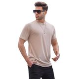 Madmext 6069 Bej Regular Fit Basic Erkek T-shirt