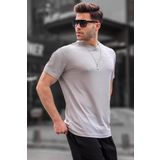 Madmext 6069 Boyalı Gri Regular Fit Basic Erkek T-shirt