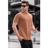 Madmext 6069 Kahverengi Regular Fit Basic Erkek T-shirt