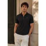 Madmext 6076 Siyah Basic Fermuarlı Polo Erkek T-shirt