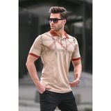 Madmext 6080 Bej Desenli Polo Yaka Erkek T-shirt
