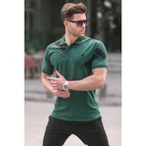 Madmext 6081 Koyu Yeşil Desenli Polo Yaka Erkek T-shirt