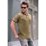 Madmext 6082 Haki Desenli Polo Yaka Erkek T-shirt