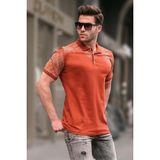 Madmext 6082 Kiremit Desenli Polo Yaka Erkek T-shirt