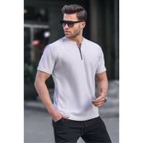 Madmext 6086 Gri Fermuar Yaka Erkek T-shirt