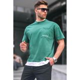 Madmext 6090 Koyu Yeşil Parçalı Basic Erkek T-shirt