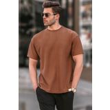 Madmext 6099 Kahverengi Regular Fit Basic Erkek T-shirt
