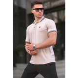 Madmext 6100 Polo Yaka Boyalı Gri Basic Regular Fit Erkek T-shirt