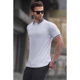 Madmext 6105 Beyaz Regular Fit Polo Yaka Erkek T-shirt