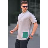 Madmext 6111 Boyalı Gri Baskılı Over Fit Erkek T-shirt