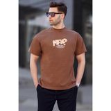 Madmext 6124 Baskılı Kahverengi Erkek T-shirt